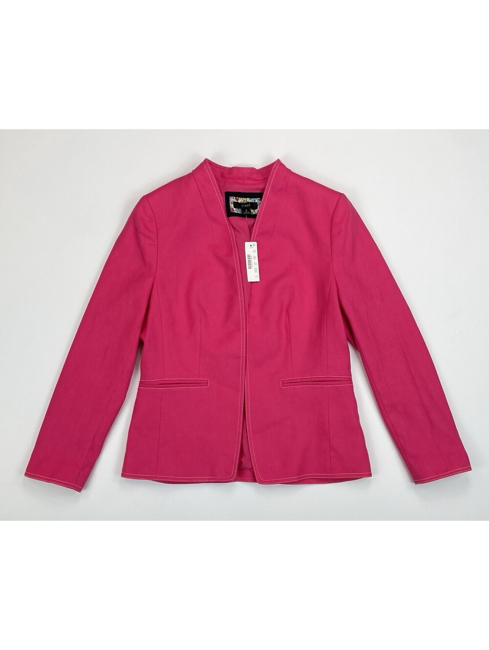 NWT J.Crew Going Out Blazer Jacket 6 Pink Stretch Linen Blend Open Front
